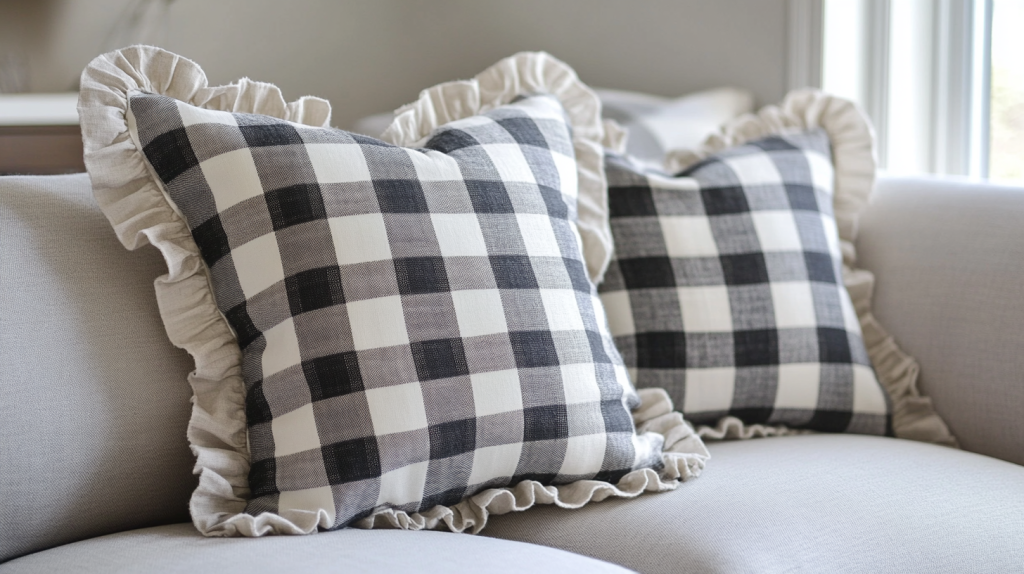 Plaid Ruffle Euro Pillow Shams