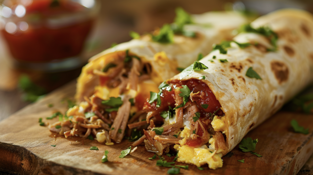 Pulled Pork Breakfast Burritos