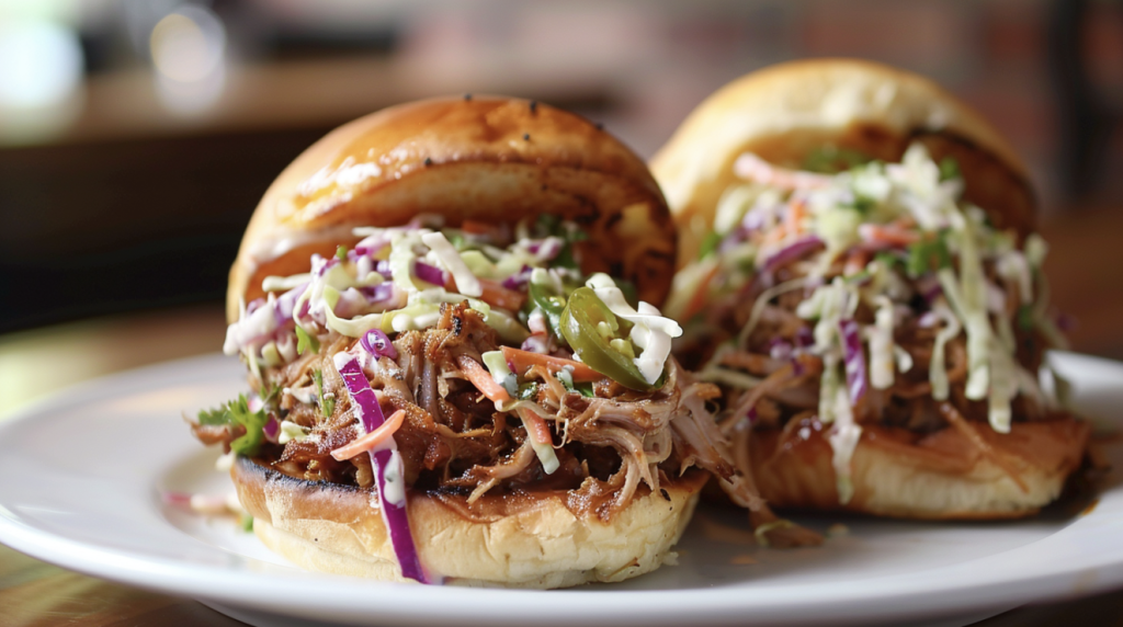 Pulled Pork Sandwiches with Cilantro Jalapeño Slaw