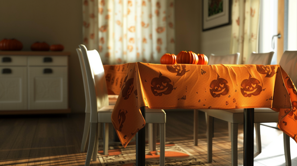 Pumpkin Cartoon Print Polyester Tablecloth