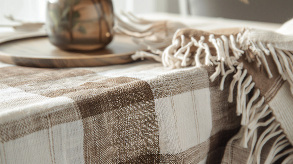 Rustic Plaid Tassel Tablecloth