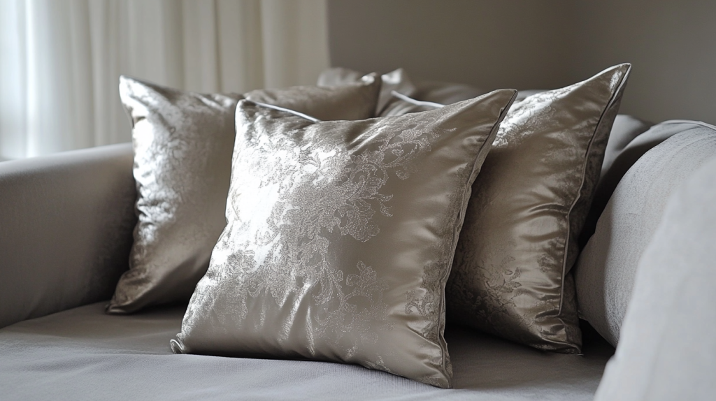 Silver Festive Silk Euro Pillow Covers