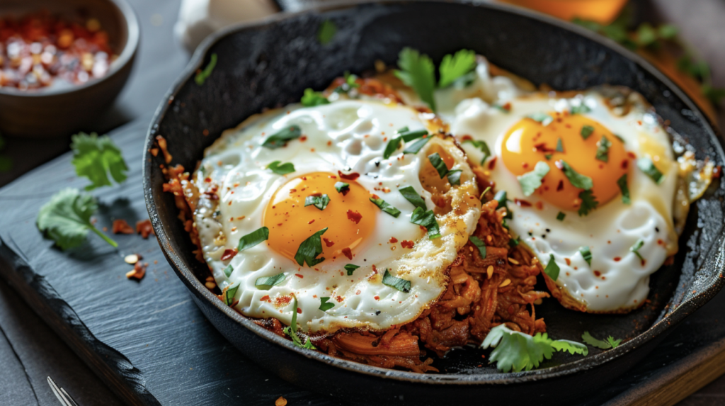 Spicy Pulled Pork Fried Eggs