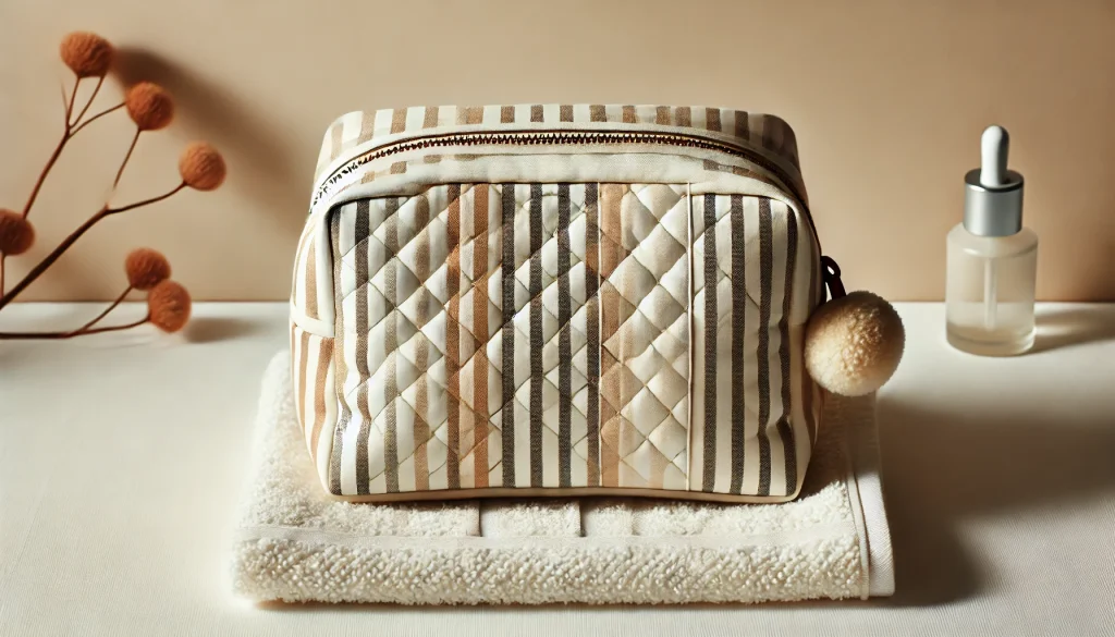 Striped Quilted Makeup Bag