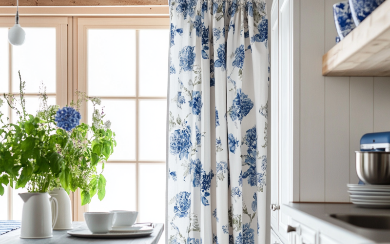 Stunning Blue and White Kitchen Curtain Designs