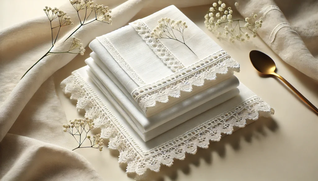 White Cotton & Lace Napkins