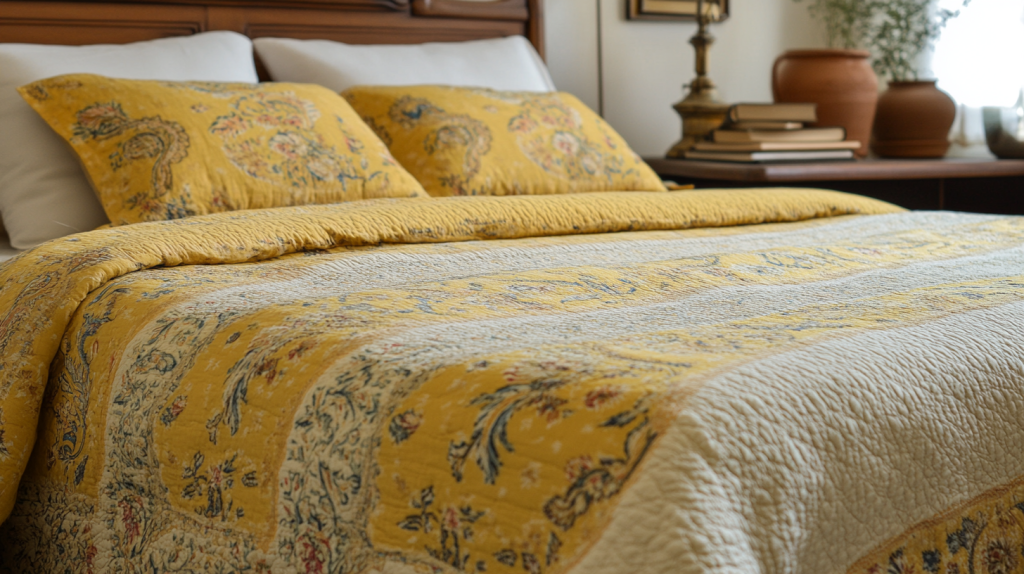 Yellow Paisley Indian Bedspreads