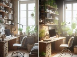 Before and after home office renovation