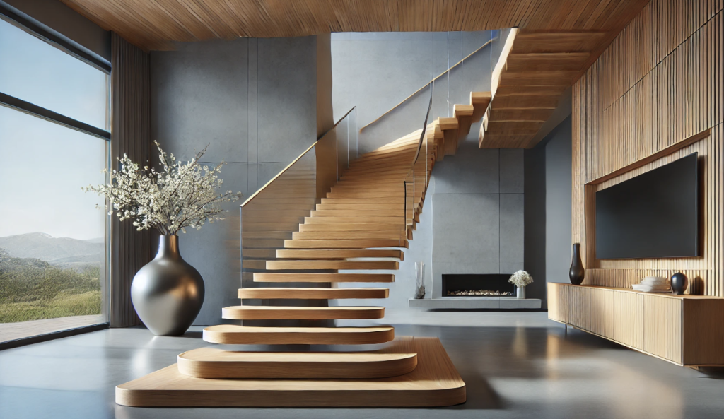 Floating, Twist Wooden Staircase