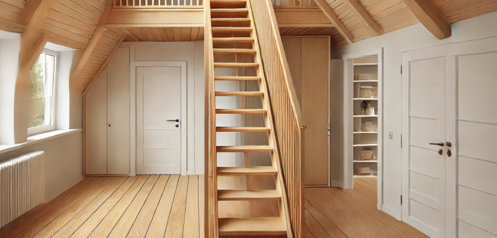 Ladder Style Wooden Staircase