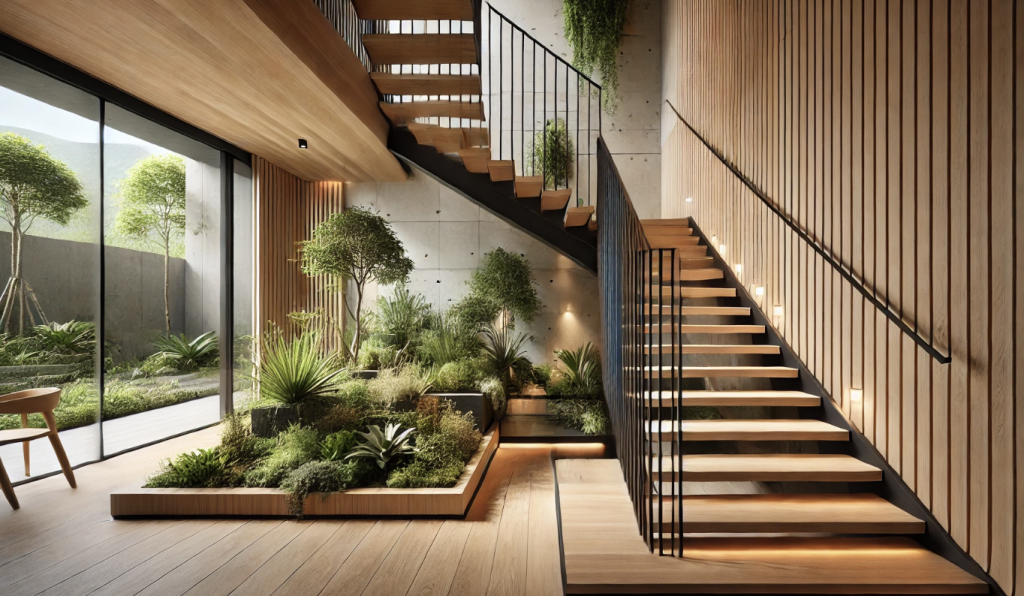 Modern Garden Design Wooden Staircase