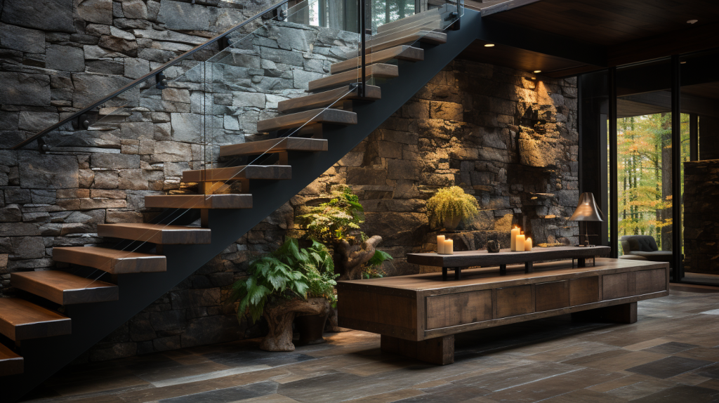 Mountain Style Contemporary Wooden Staircase