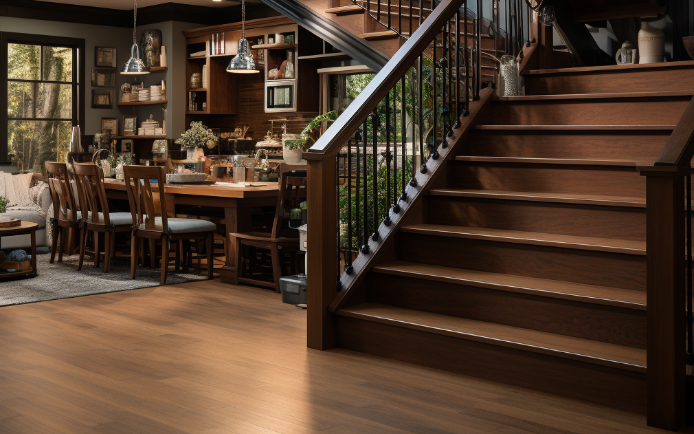 Rich Wood Staircase Look