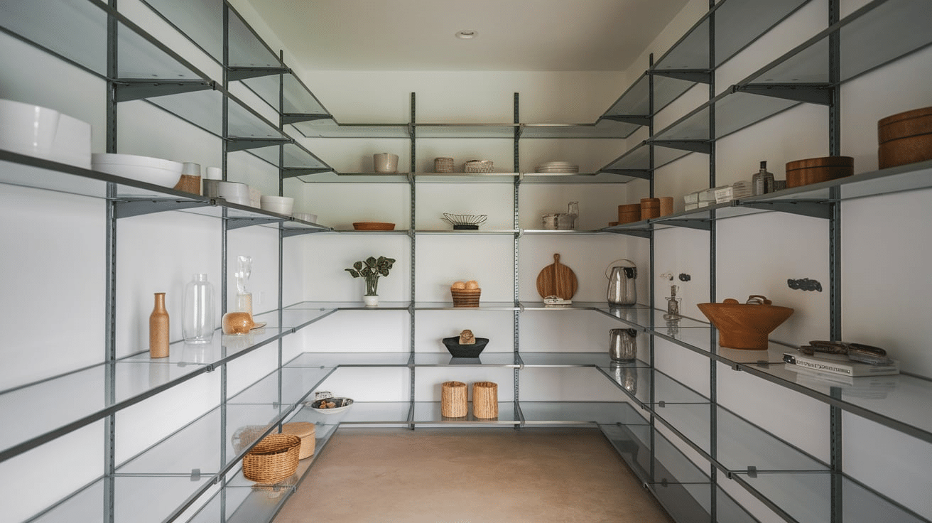 Contemporary_Walk-In_Pantry_with_Open_Shelving